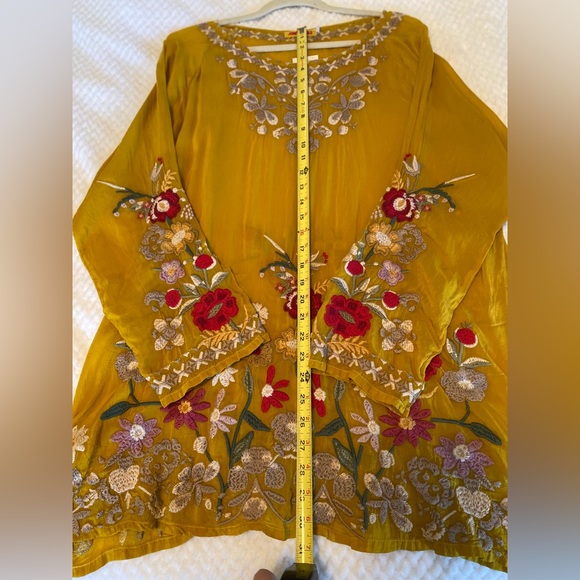 Johnny Was embroidered Edith Tunic yellow gold XL - Picture 8 of 14